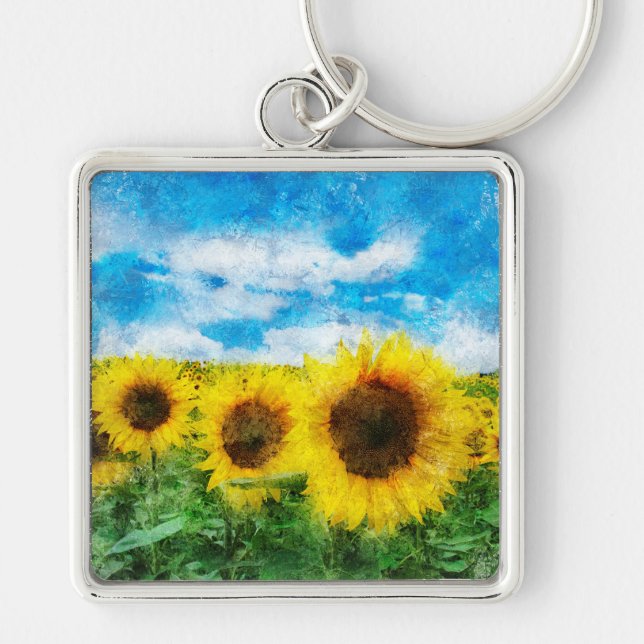 Sunflowers painting key ring (Front)