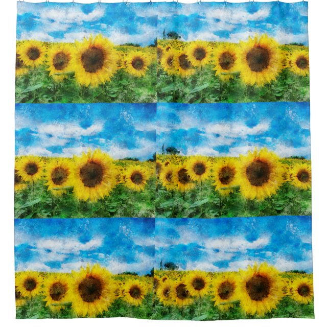 Sunflowers painting shower curtain (Front)