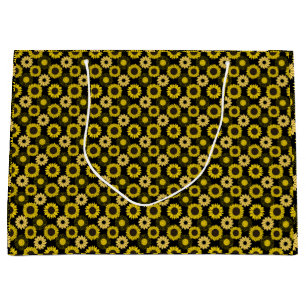Sunflowers pattern bx4 Black BG Large Gift Bag