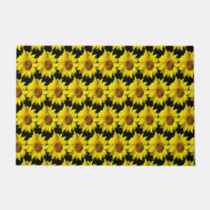 Sunflowers Pattern Cust. BG Colour Black Door Mat