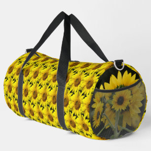 Sunflowers Pattern Cust. BG Colour Black Duffle Ba Bag