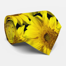 Sunflowers Pattern Cust. BG Colour Black Neck Tie