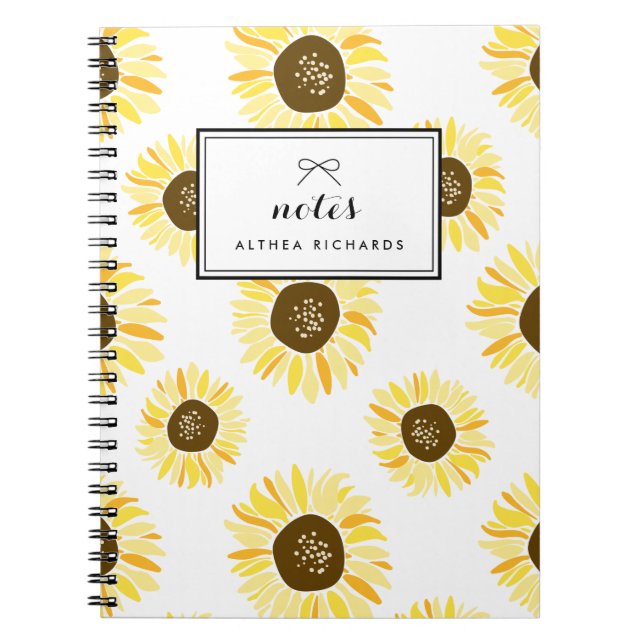 Sunflowers Pattern Personalised Notebook (Front)