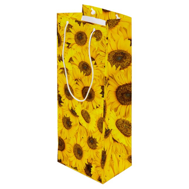 Sunflowers Pattern Wine Gift Bag (Back Angled)