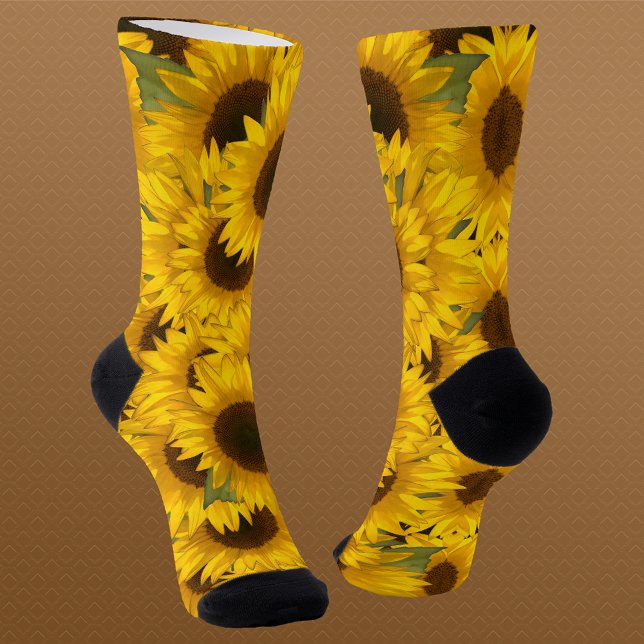 Sunflowers Patterned Crew Socks (Creator Uploaded)