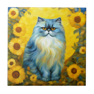 Sunflowers Persian Cat Tile