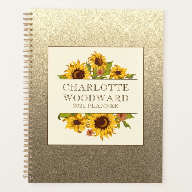 Sunflowers Personalised 2021 Planner (Front)