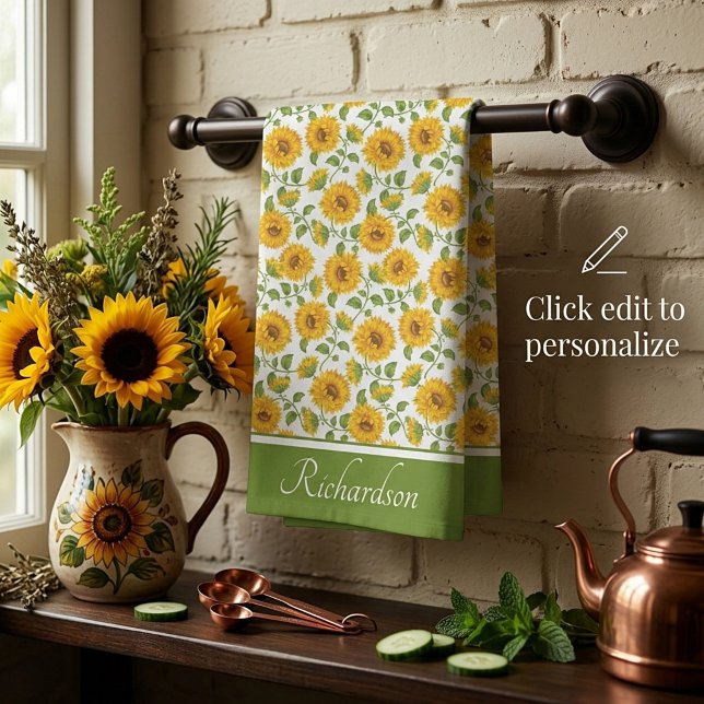 Sunflowers personalised Kitchen Towels (Creator Uploaded)