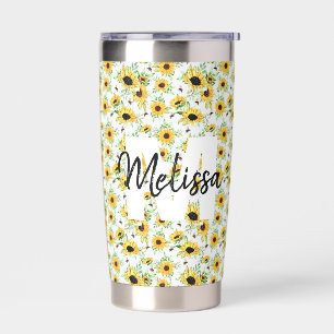 Sunflowers Personalised Monogram Insulated Tumbler