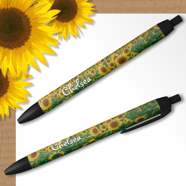 Sunflowers Personalised Pen Custom Name Chelsea (Personalized Sunflower Pen with Name 🌻)