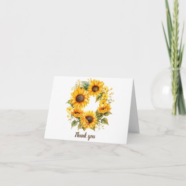 Sunflowers Petals: Wedding Thank You Card (Front)