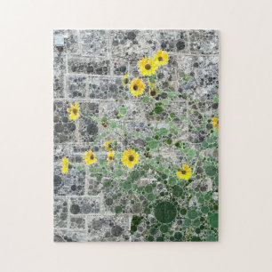 Sunflowers PHL Rowhouse Stone Grey Photo Art Jigsaw Puzzle