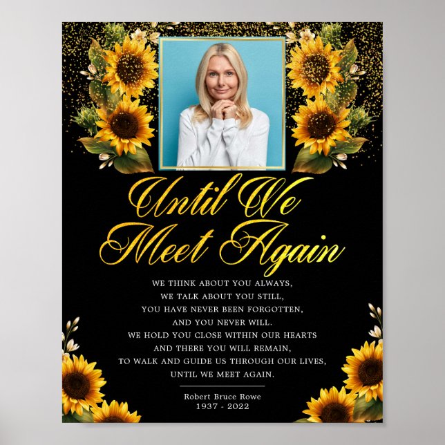 Sunflowers Photo Elegant Funeral Poem Sign (Front)