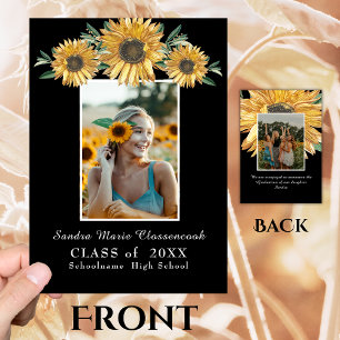 Sunflowers photo frame Modern rustic graduation  A Announcement