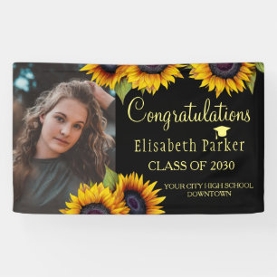 Sunflowers PHOTO gold graduation congratulations Banner