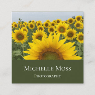 Sunflowers Photo Professional Photographer Green Square Business Card
