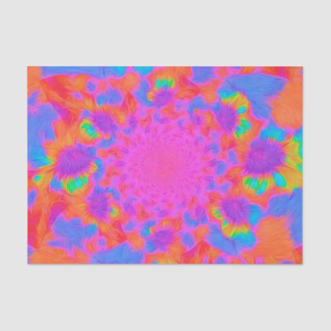 Sunflowers Pink Orange Abstract Floral Art Tissue Paper (Front)