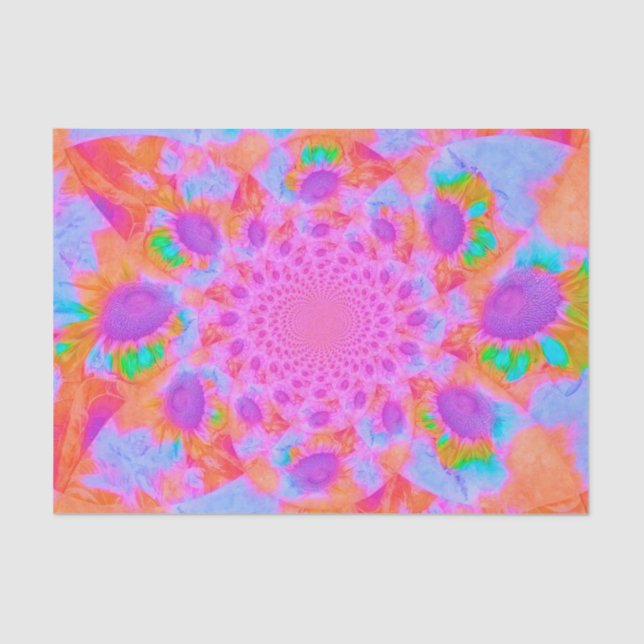 Sunflowers Pink Orange Purple Abstract Decoupage Tissue Paper (Front)