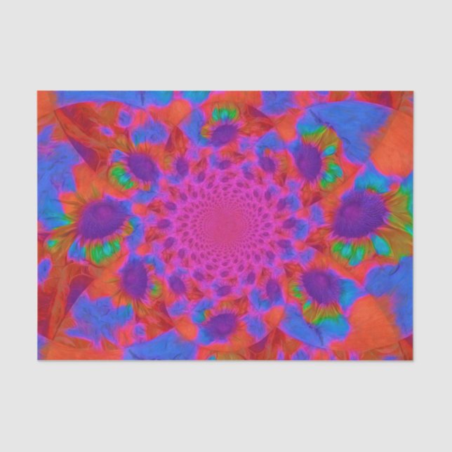 Sunflowers Pink Purple Orange Floral Art Tissue Paper (Front)