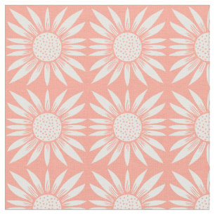 Sunflowers Pink Tile Pattern Fabric
