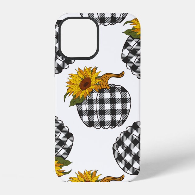 Sunflowers Plaid Pumpkin seamless pattern. Farmhou iPhone Case (Back)