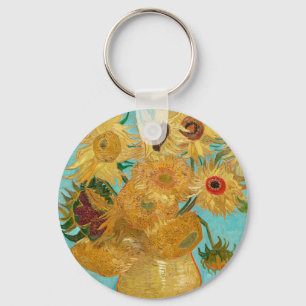 Sunflowers, Post Impressionist Still Life Painting Key Ring