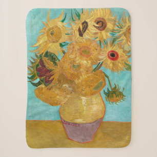 Sunflowers, Post Impressionist Still Life Painting Sherpa Blanket