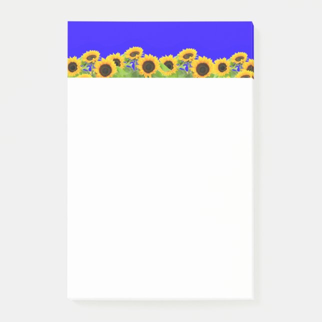 Sunflowers Post it Notes Ukrainian Flag Colours (Front)