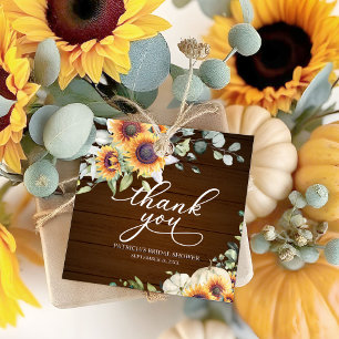 Sunflowers Pumpkin Fall Bridal Shower Favour Tags