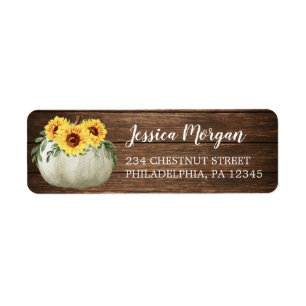 Sunflowers Pumpkin Return Address Label