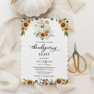 Sunflowers Pumpkin Thanksgiving Feast Invitation