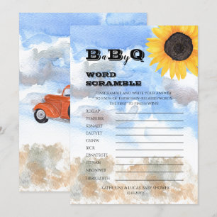 Sunflowers   Pumpkins Baby Shower Word Scramble  Invitation