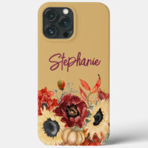 Sunflowers Pumpkins Burgundy Fall Floral Name