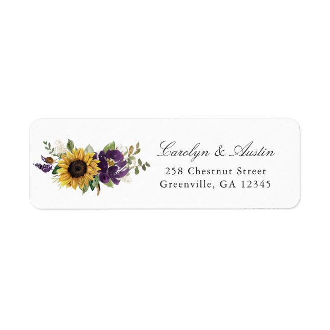 Sunflowers Purple Floral Return Address Label (Front)