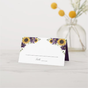 Sunflowers Purple Violet Flower Wedding Place Card