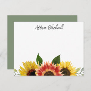Sunflowers Red and Yellow Personalised Name Card