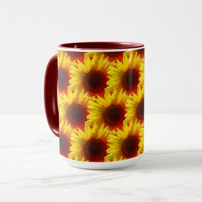 Sunflowers - Red Yellow Sunshine  Coffee Cup (Front Left)