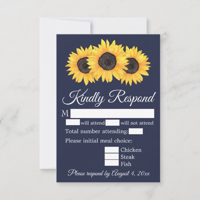 Sunflowers Response Card Country Blue (Front)