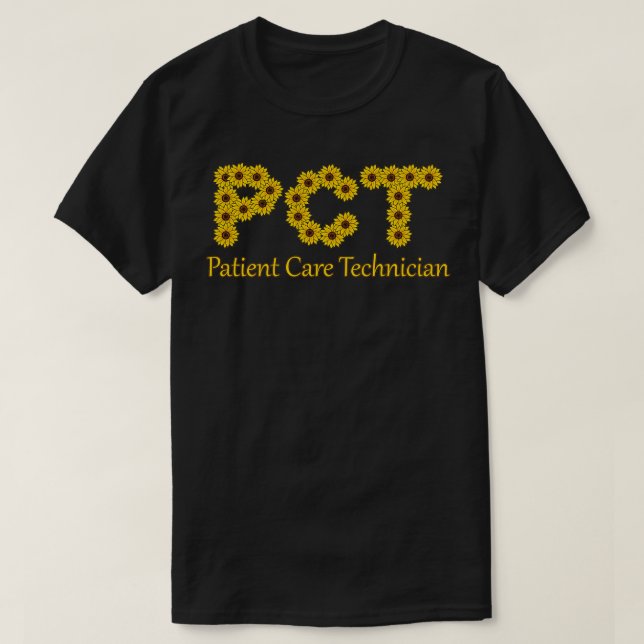 Sunflowers Retro Chic Letters PCT Patient Care Tec T-Shirt (Design Front)