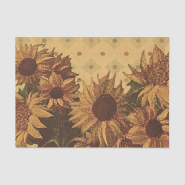 Sunflowers retro vintage backfrop tissue paper (Front)