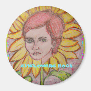 Sunflowers Rock Magnet