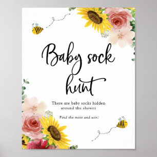 Sunflowers, Roses and Bees Baby Sock Hunt Poster