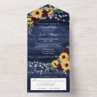 Sunflowers Roses Rustic Navy Blue Wood Wedding