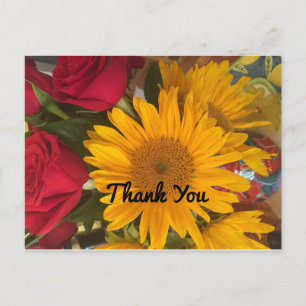 Sunflowers & Roses Thank You Postcard