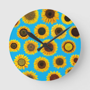 Sunflowers Round Clock