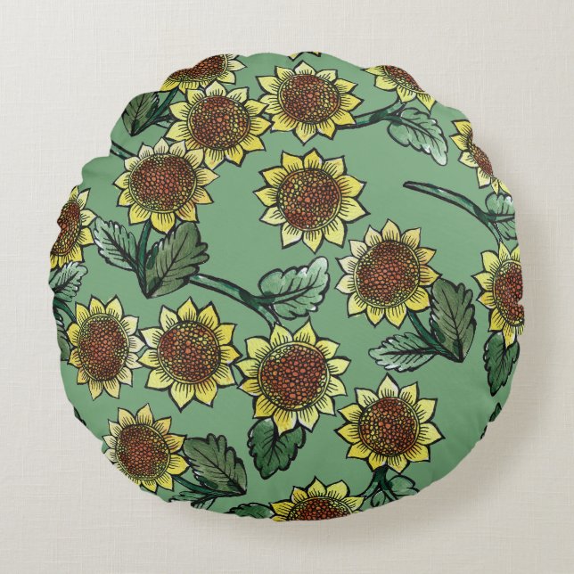 Sunflowers                                         round cushion (Front)