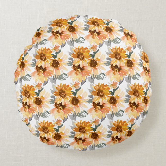 Sunflowers Round Pillow (Front)