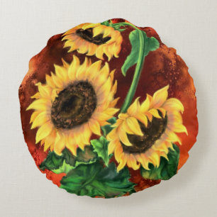 Sunflowers Round Pillow