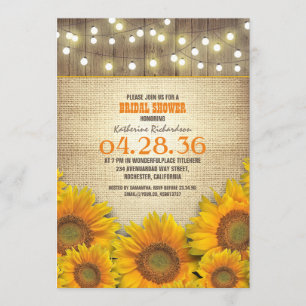 Sunflowers Rustic Bridal Shower Invitations