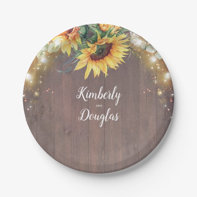 Sunflowers Rustic Country Fall Inspired Paper Plate (Front)